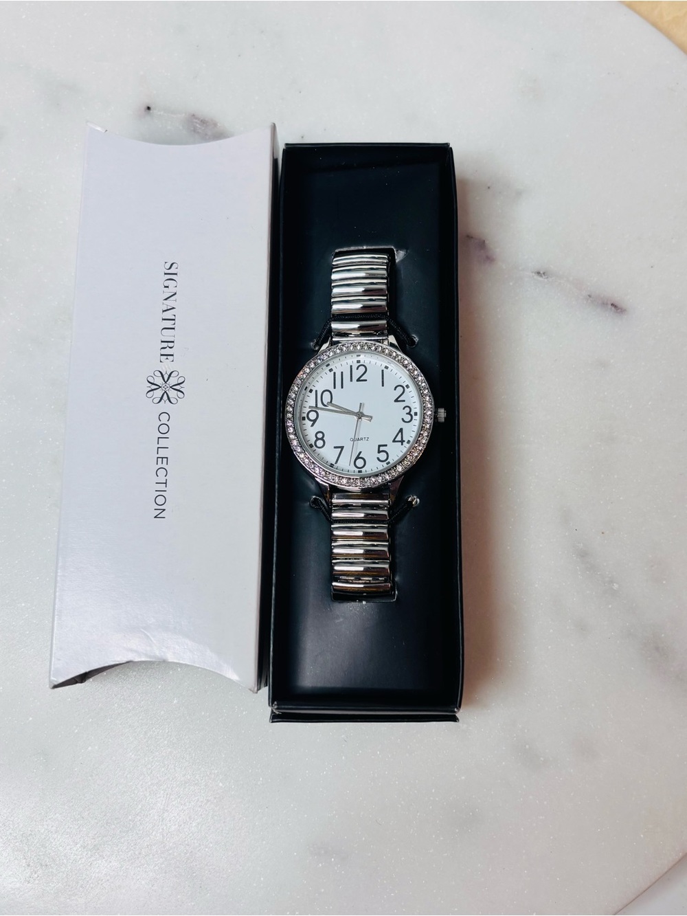 Avon Silver-Tone Women's Watch with Crystal Accent
